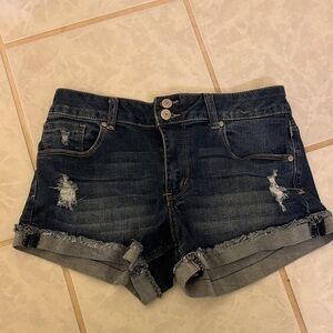 Altar'd State Dark Blue Distressed Jean Shorts